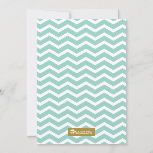 Mint en Gold Baby shower Invitation Chevron Kaart (Achterkant)