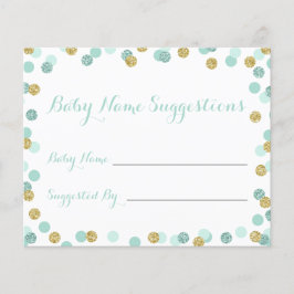 Mint en Gold Baby shower Naam Suggestie Kaarten