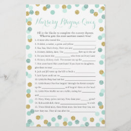 Mint en Gold Baby shower Nursery Rhyme Quiz