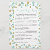 Mint en Gold Baby shower Nursery Rhyme Quiz (Voorkant / Achterkant)