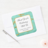Mint en Gold Faux Folie Hartelijk dank Vierkante Sticker (Envelop)