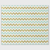 Mint en Gold Faux Glitter Chevron Cadeaupapier (Vlak)