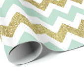 Mint en Gold Faux Glitter Chevron Cadeaupapier (Rol Hoek)