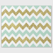 Mint en Gold Faux Glitter Chevron Cadeaupapier (Vlak)