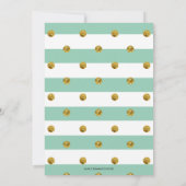 Mint en Gold First Birthday Glitter Invitation Kaart (Achterkant)