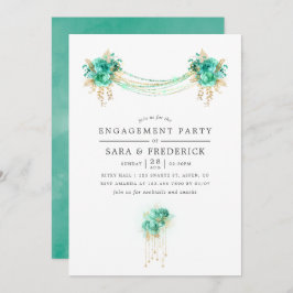 Mint en Gold Floral Licht Engagement Party Kaart