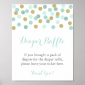 Mint en Gold Glitter Diaper Raffle Display Sign Poster (Voorkant)