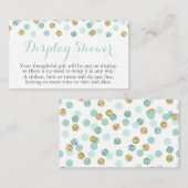 Mint en Gold Glitter Display Douche Inzetstuk Kaar Informatiekaartje (Voorkant / Achterkant)