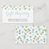 Mint en Gold Glitter Gift Registry Insert Kaarten (Voorkant / Achterkant)