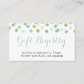Mint en Gold Glitter Gift Registry Insert Kaarten (Voorkant)