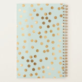 Mint en Gold Glitter Stippen Jaar en naambord Planner (Achterkant)