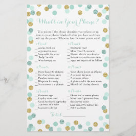 Mint en Gold Glitter Wat zit er in je telefoonspel