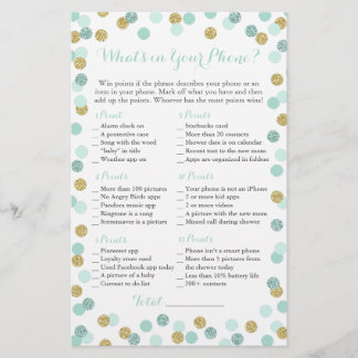 Mint en Gold Glitter Wat zit er in je telefoonspel