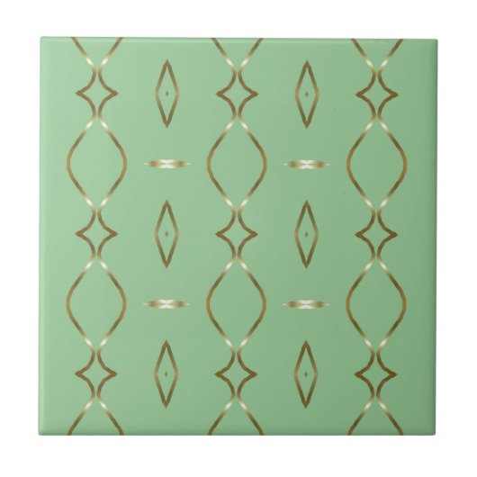 Mint en Gold Pattern Tegeltje (Voorkant)