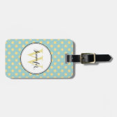 Mint en Gold Polka Dots Pattern Monogram Bagagelabel (Voorkant horizontaal)