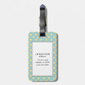Mint en Gold Polka Dots Pattern Monogram Bagagelabel (Achterkant verticaal)