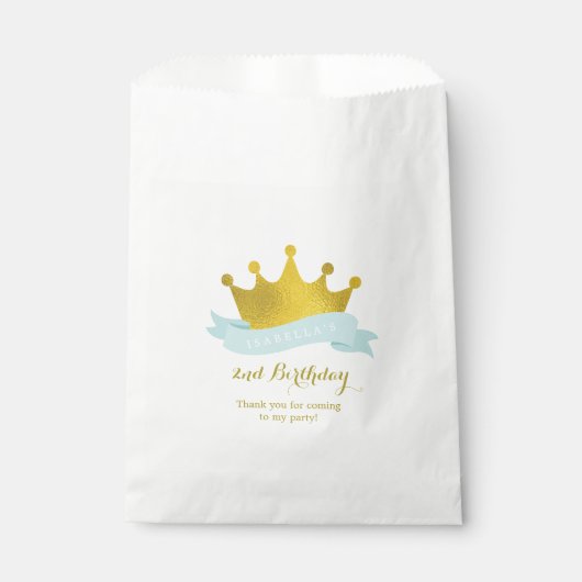 Mint en Gold Princess Birthday Party Bedankzakje (Voorkant)