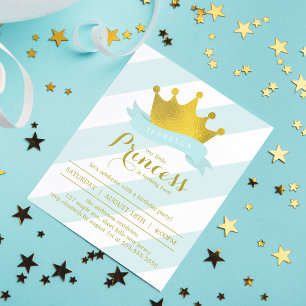 Mint en Gold Princess Birthday Party Kaart