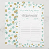 Mint en Gold raden het Baby Song Baby shower Game (Voorkant / Achterkant)