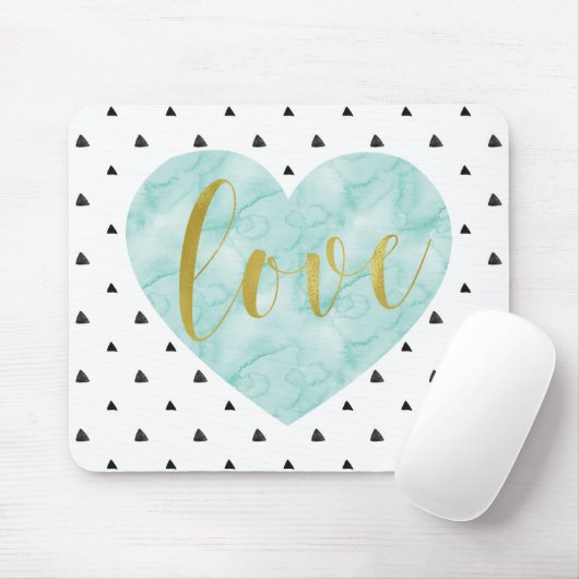 Mint en Gold Waterverf "Love" Muismat (Met muis)