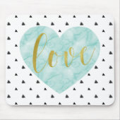 Mint en Gold Waterverf "Love" Muismat (Voorkant)