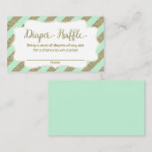 Mint en Goud Baby shower Luier Raffle Ticket Informatiekaartje (Voorkant / Achterkant)