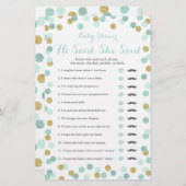 Mint en Goud Baby shower zei dat ze Game zei (Voorkant / Achterkant)