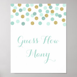 Mint- en goudBaby shower raden hoeveel games zich  Poster