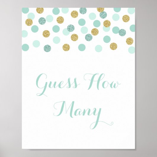 Mint- en goudBaby shower raden hoeveel games zich  Poster (Voorkant)