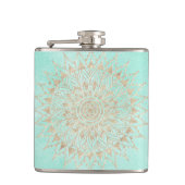 Mint en gouden mandala heupfles (Voorkant)