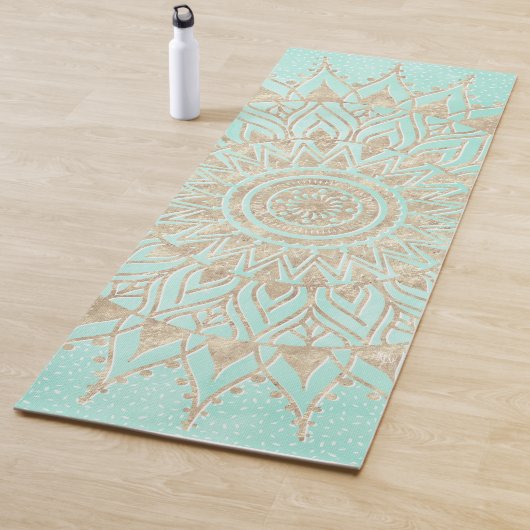 Mint en gouden mandala yogamat (In situ)