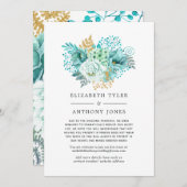 Mint- en goudFloral lijst met minder bruiloft Aankondiging (Voorkant / Achterkant)