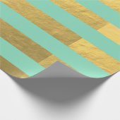 Mint- en goudoliesnijpes bedrukt cadeaupapier (Hoek)