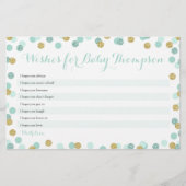 Mint- en goudwensen voor Baby shower voor Baby (Voorkant)