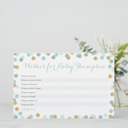 Mint- en goudwensen voor Baby shower voor Baby (Staand voorkant)