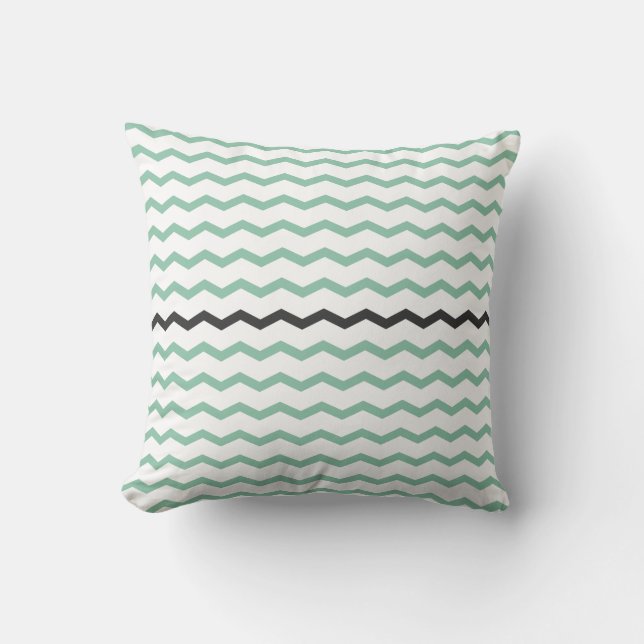 Mint en Gray Chevron Kussen (Voorkant)