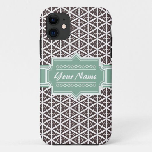 Mint en Gray Floral Trellis Pattern Persoonlijk Case-Mate iPhone Case (Achterkant)
