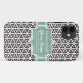 Mint en Gray Floral Trellis Pattern Persoonlijk Case-Mate iPhone Case (Achterkant (horizontaal))