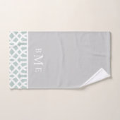 Mint en Gray Trellis Monogram | bewerkbare kleuren Bad Handdoek (Handdoek)