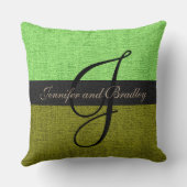 Mint en Green Elegant Monogram Wedding Kussen (Achterkant)