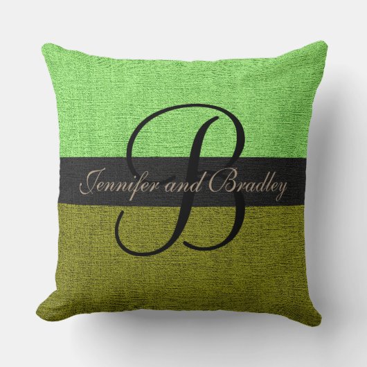 Mint en Green Elegant Monogram Wedding Kussen (Voorkant)