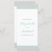 Mint en Grijs Chevron Trouwprogramma Programmakaart (Voorkant / Achterkant)