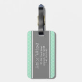 Mint en grijs Quatrefoil Patroon op maat Bagagelabel (Achterkant verticaal)