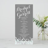 Mint en Grijs Twinkle Lights Wedding Program Programmakaart (Staand voorkant)
