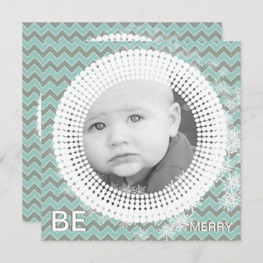 Mint en grijs Uw Baby Flat Photo Cards Feestdagenkaart (Voorkant / Achterkant)