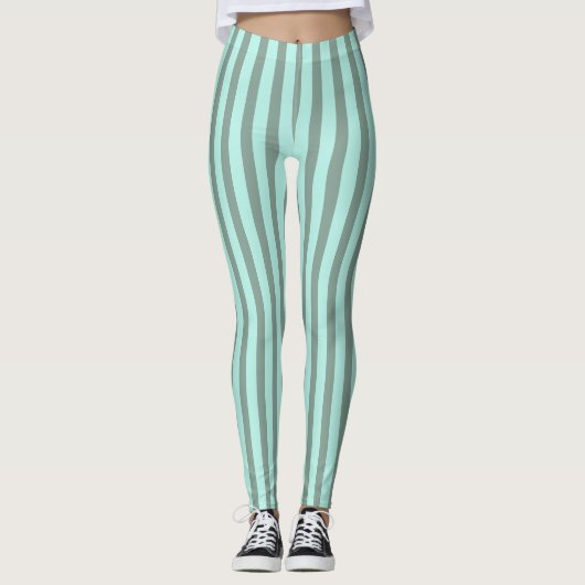 Mint en groene strips leggings (Voorkant)