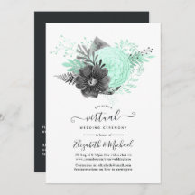 Mint en houtskool Floral Rustic Virtual Wedding