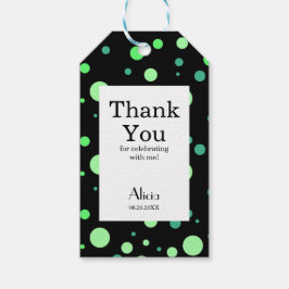 Mint en Jade Green Polka Dot Zwart Dank je Cadeaulabel