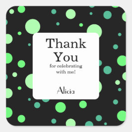 Mint en Jade Green Polka Dot Zwart Dank je Vierkante Sticker