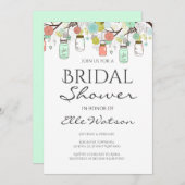 Mint en Koraal Bruidsfeest Uitnodiging, Trouwen Kaart (Voorkant / Achterkant)